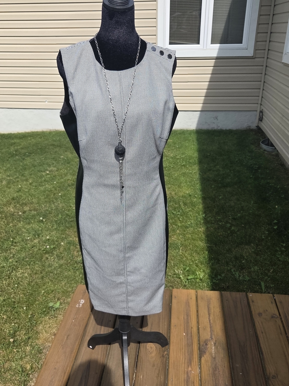White House Black Market Sheath Dress with Faux Leather Side Panels NWT Size 10